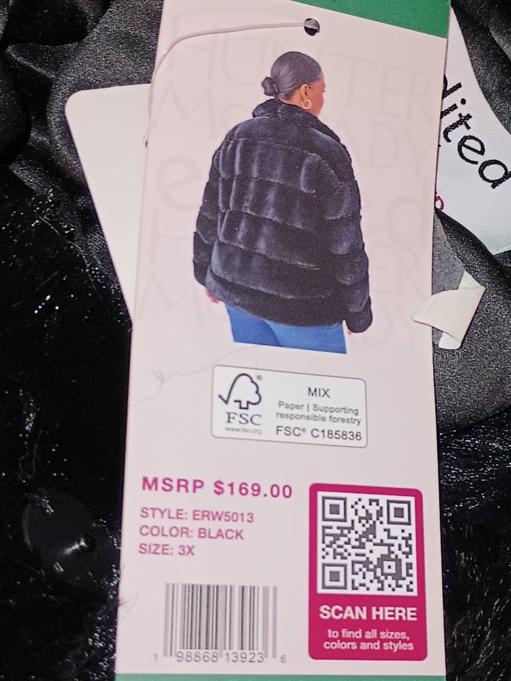 NEW Edited by Hunter McGrady Women's Faux Fur Jacket Black 3X - Picture 6 of 8